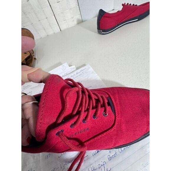 "TOMMY HILFIGER" Red Mens Sneakers Size 12 Street Wear Preppy Academia Walking - Picture 8 of 11